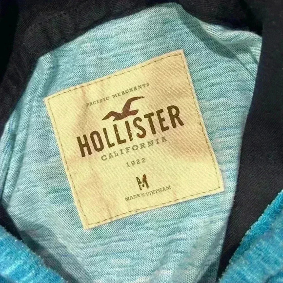 Hollister Lightweight Pullover Hoodie Turquoise Long Sleeve Shirt Size M - Picture 3 of 7